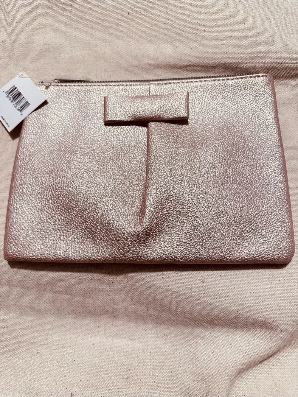 Nordstrom | Pouch | Nordstrom Metallic Rose Gold Bow Zip Pouch